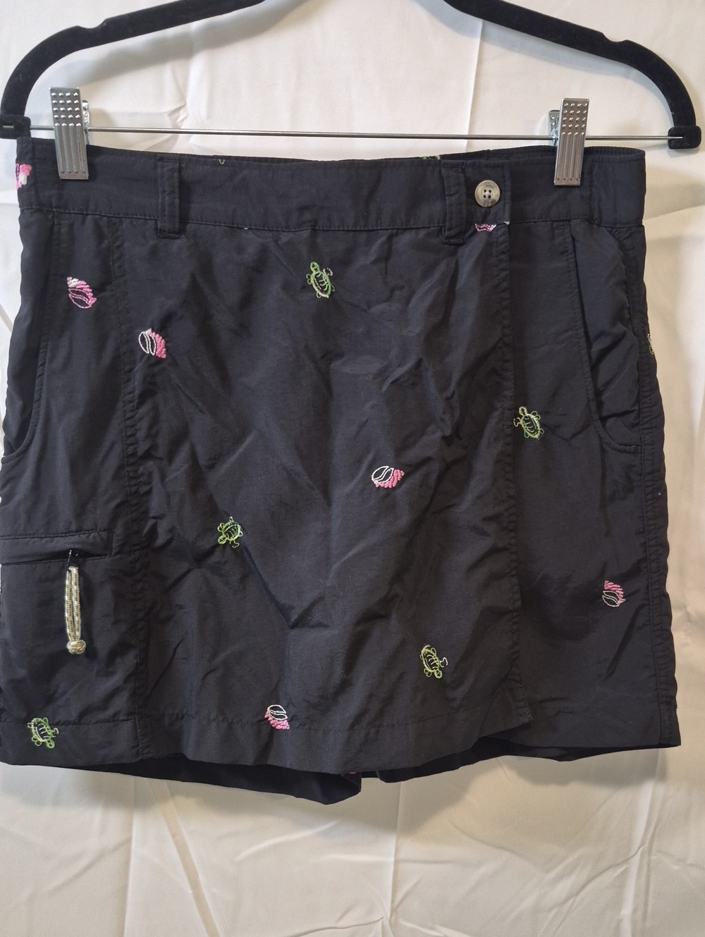 Black Women’s Embroidered Skort with Pink & Lime Accents